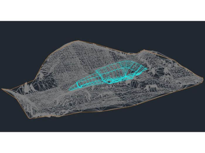工事用道路施工現場の3次元設計データ作図イメージ